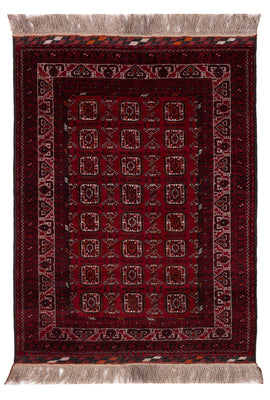 Tapis afghan - Boukhara - 140 x 102 cm - rouge foncé