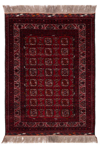 Tapis afghan - Boukhara - 140 x 102 cm - rouge foncé