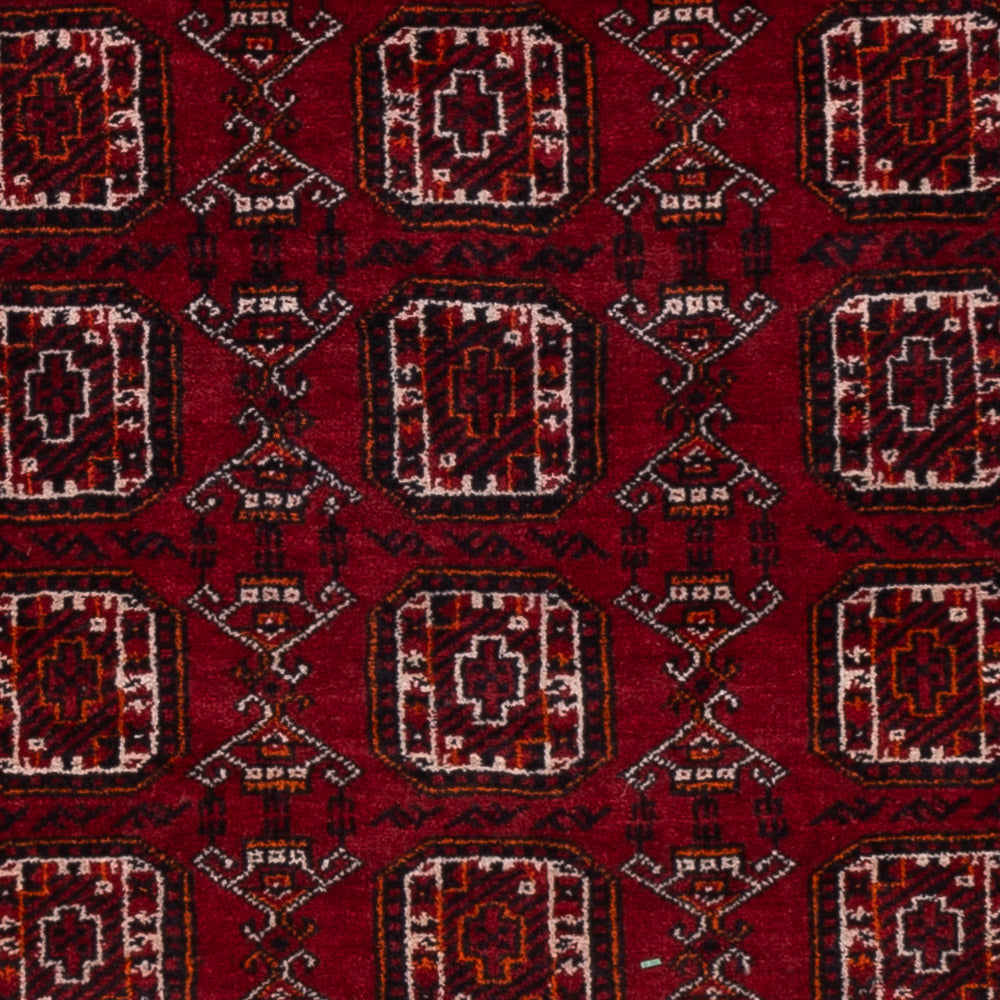 Tapis afghan - Boukhara - 140 x 102 cm - rouge foncé
