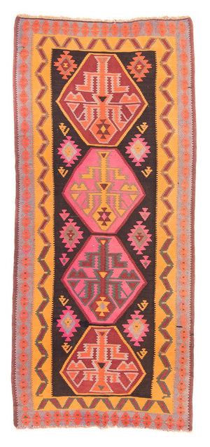 Tapis de couloir Tapis Kelim - Vieux - 330 x 150 cm - multicolore