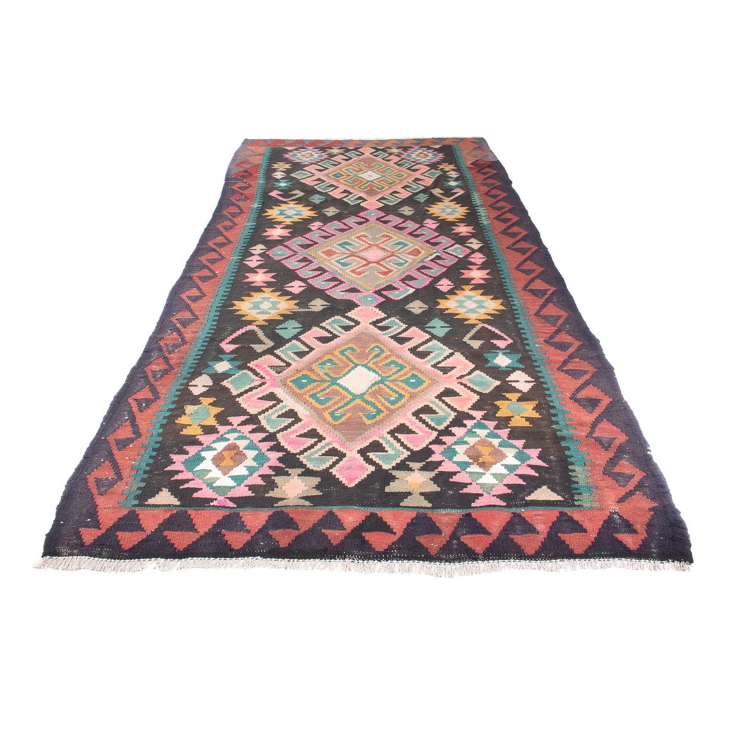 Tapis de couloir Tapis Kelim - Vieux - 347 x 150 cm - multicolore