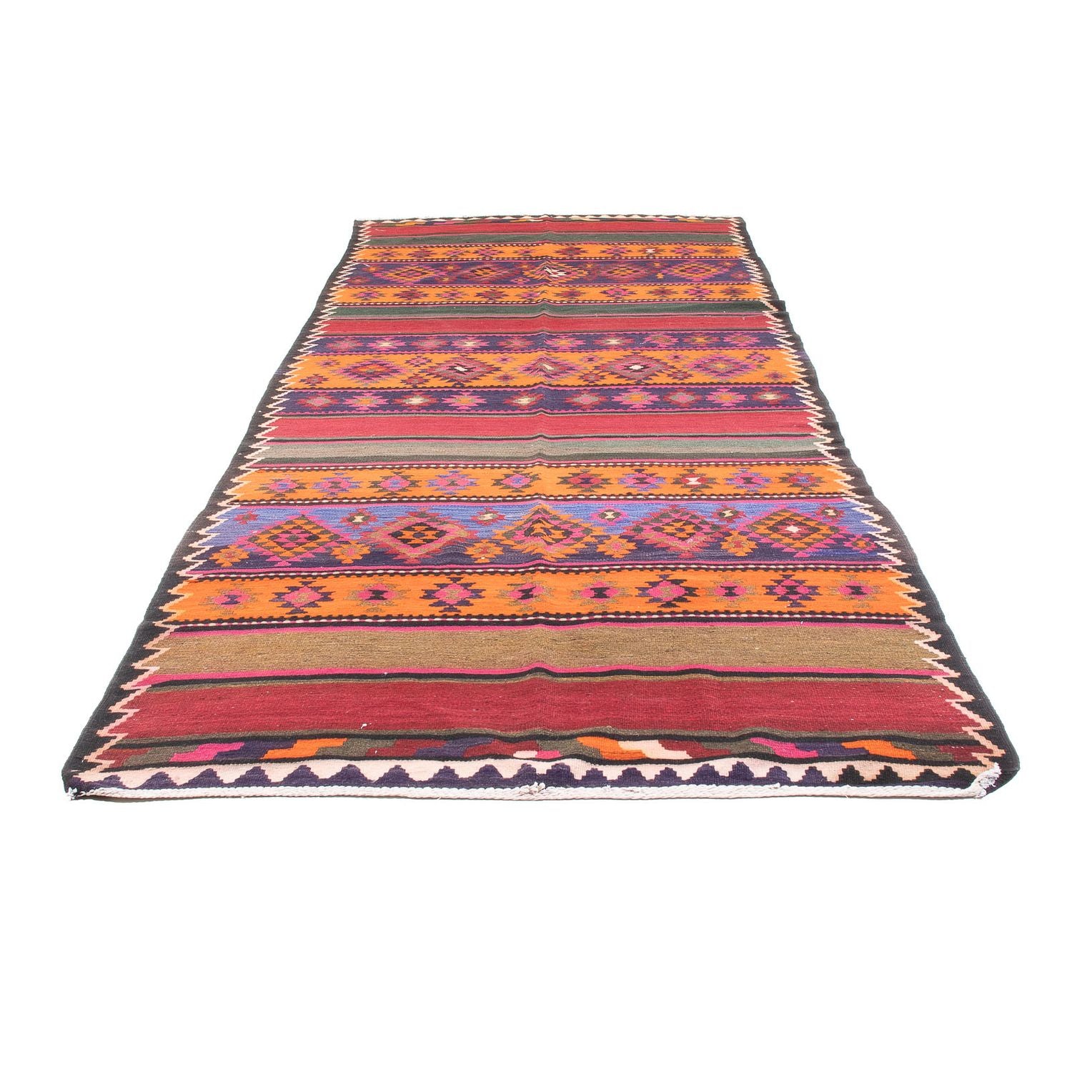 Tapis de couloir Tapis Kelim - Vieux - 395 x 160 cm - multicolore
