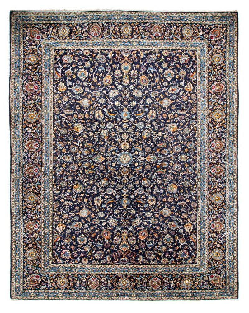 Tapis persan - Keshan - 390 x 300 cm - bleu foncé