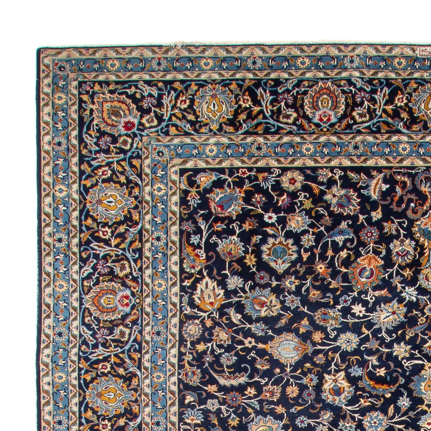 Tapis persan - Keshan - 390 x 300 cm - bleu foncé