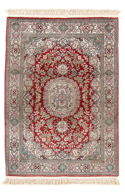 Tapis en soie - Soie chinoise - 93 x 62 cm - rouge