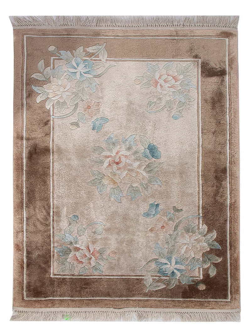 Tapis en soie - Soie chinoise - 90 x 60 cm - caramel