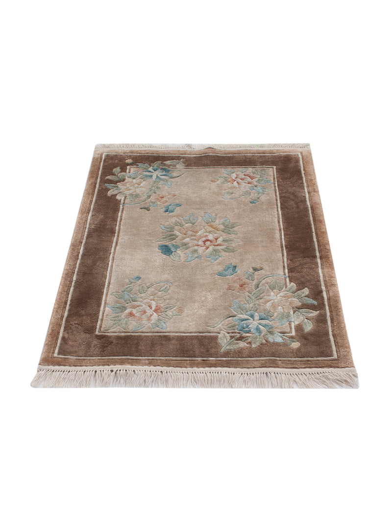 Tapis en soie - Soie chinoise - 90 x 60 cm - caramel
