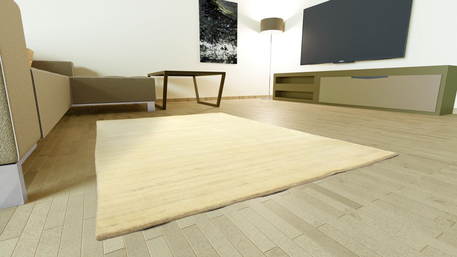 Tapis Gabbeh - Indus - 160 x 90 cm - blanc naturel