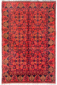 Tapis afghan - Kunduz - 190 x 128 cm - rouge clair