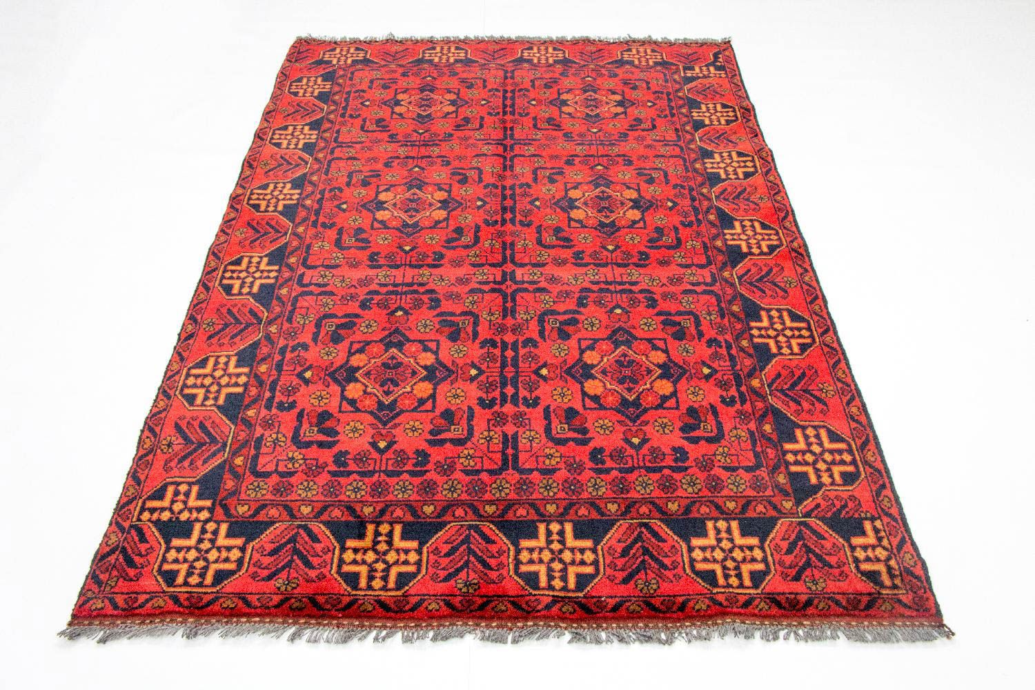 Tapis afghan - Kunduz - 190 x 128 cm - rouge clair