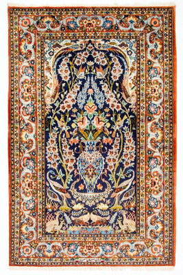 Tapis persan - Isfahan - Premium - 160 x 106 cm - bleu foncé