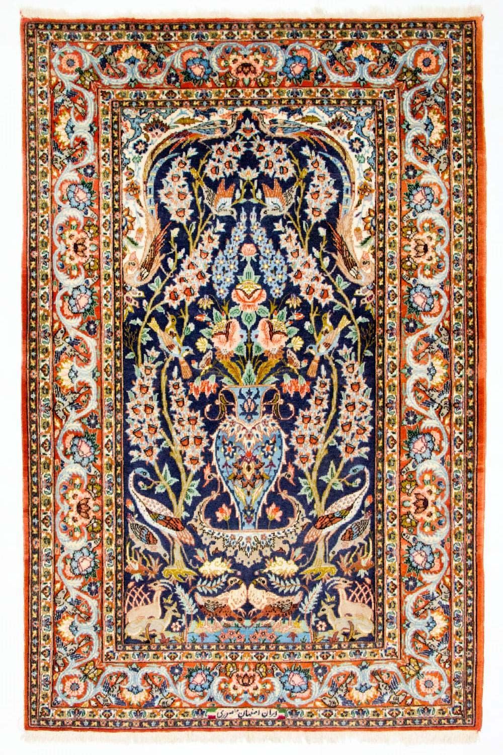 Tapis persan - Isfahan - Premium - 160 x 106 cm - bleu foncé