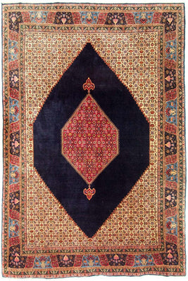 Tapis persan - Bidjar - 315 x 223 cm - bleu foncé