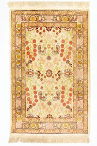 Tapis en soie - Soie Hereke - Premium - 100 x 64 cm - beige