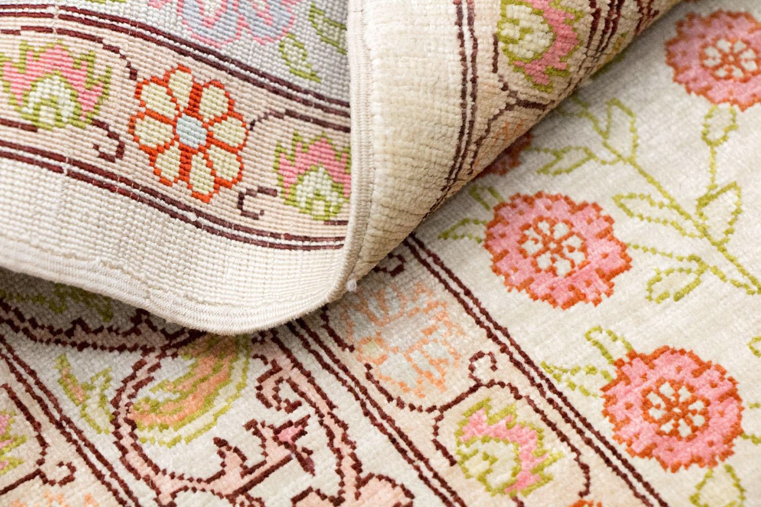 Tapis en soie - Soie Hereke - Premium - 100 x 64 cm - beige