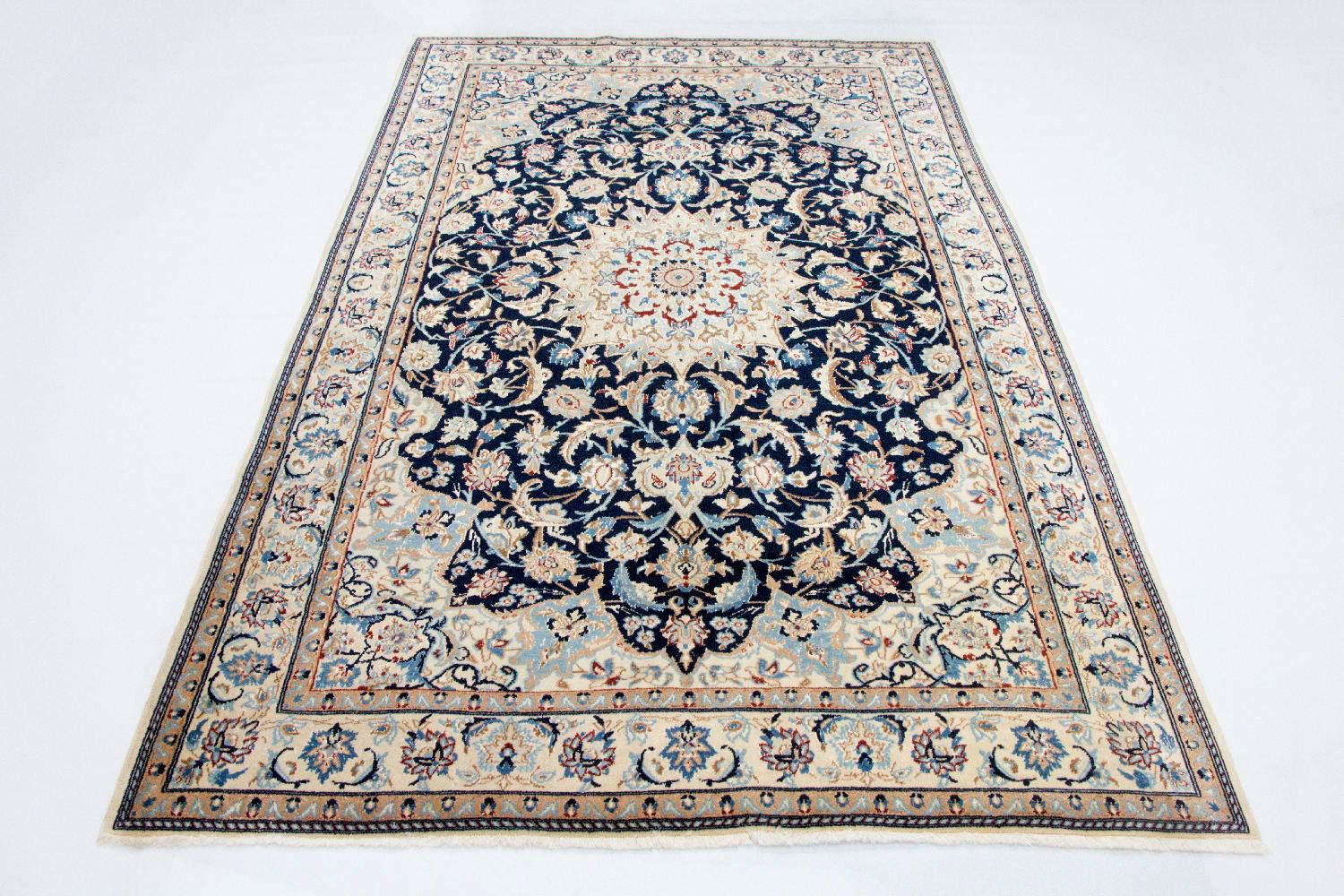 Tapis persan - Nain - Royal - 236 x 147 cm - bleu foncé
