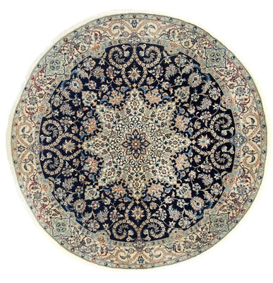 Tapis persan - Nain - Royal ronde  - 210 x 210 cm - bleu foncé