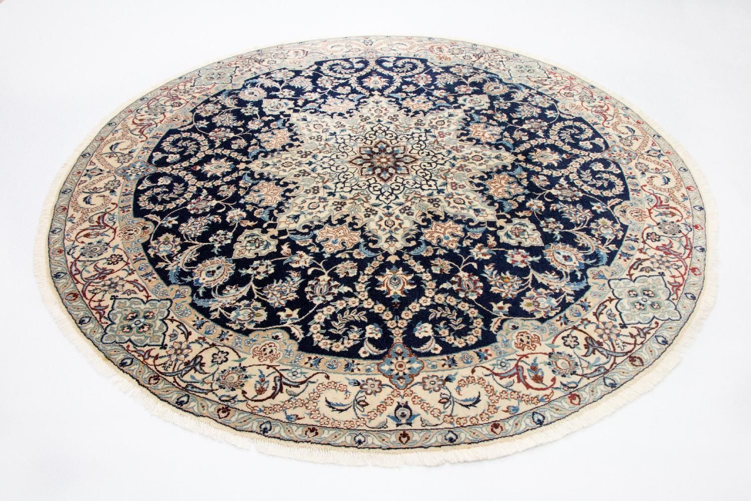 Tapis persan - Nain - Royal ronde  - 210 x 210 cm - bleu foncé