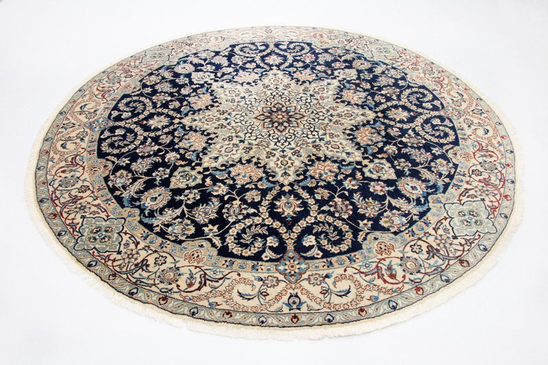 Tapis persan - Nain - Royal ronde  - 210 x 210 cm - bleu foncé