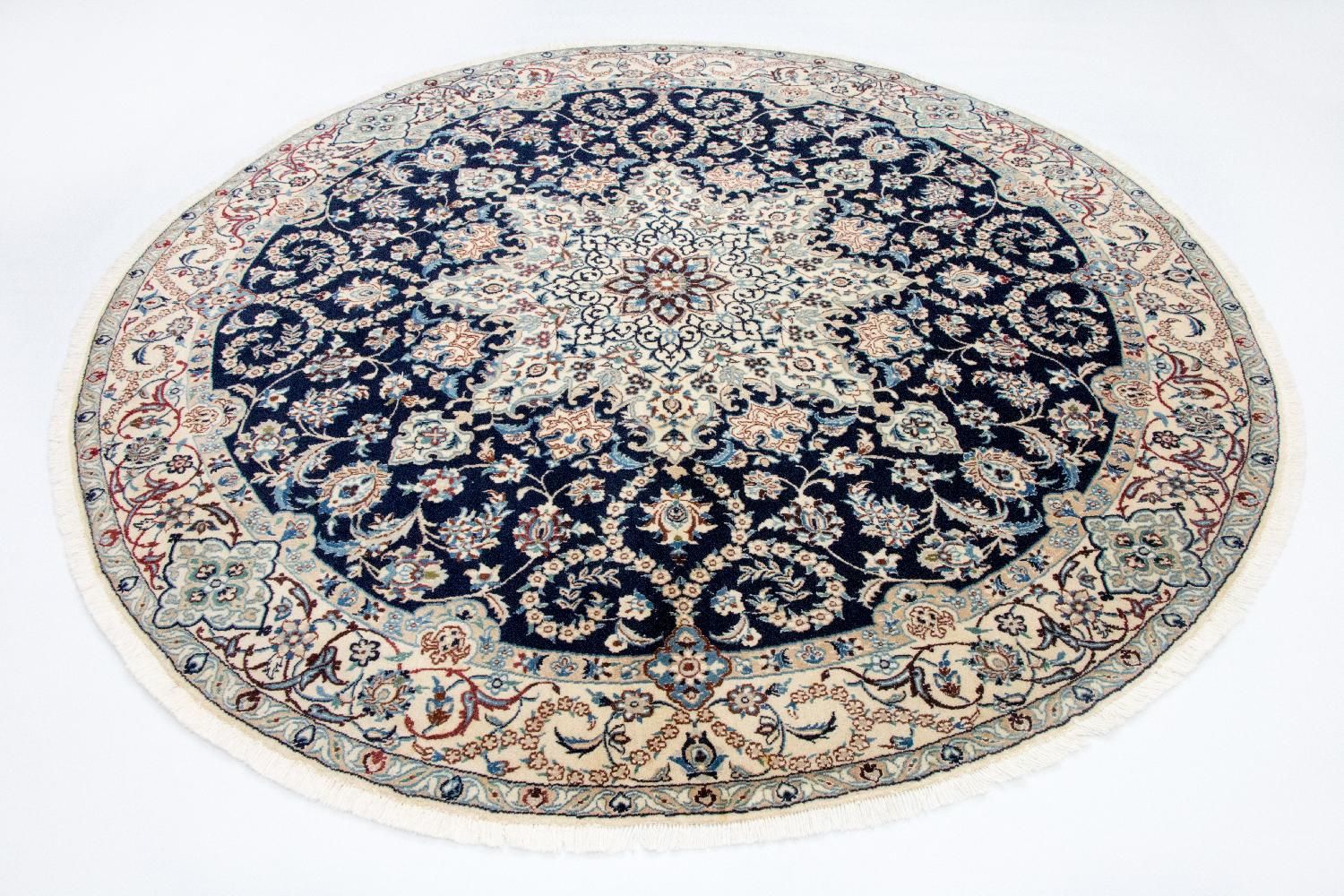 Tapis persan - Nain - Royal ronde  - 210 x 210 cm - bleu foncé