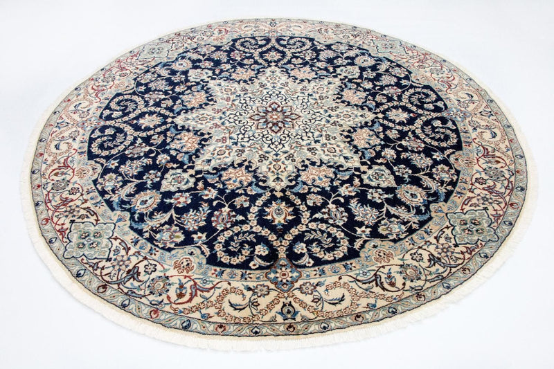 Tapis persan - Nain - Royal ronde  - 210 x 210 cm - bleu foncé