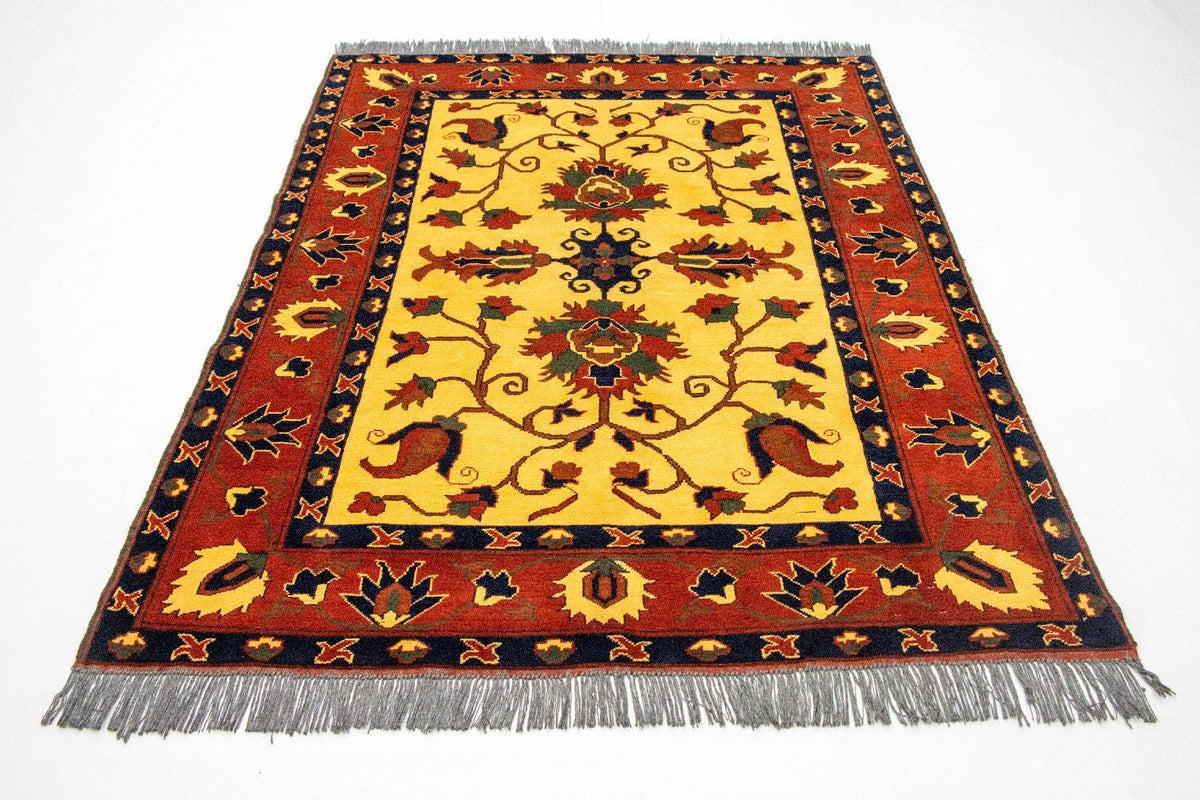 Tapis afghan - Hatschlu - 201 x 155 cm - jaune