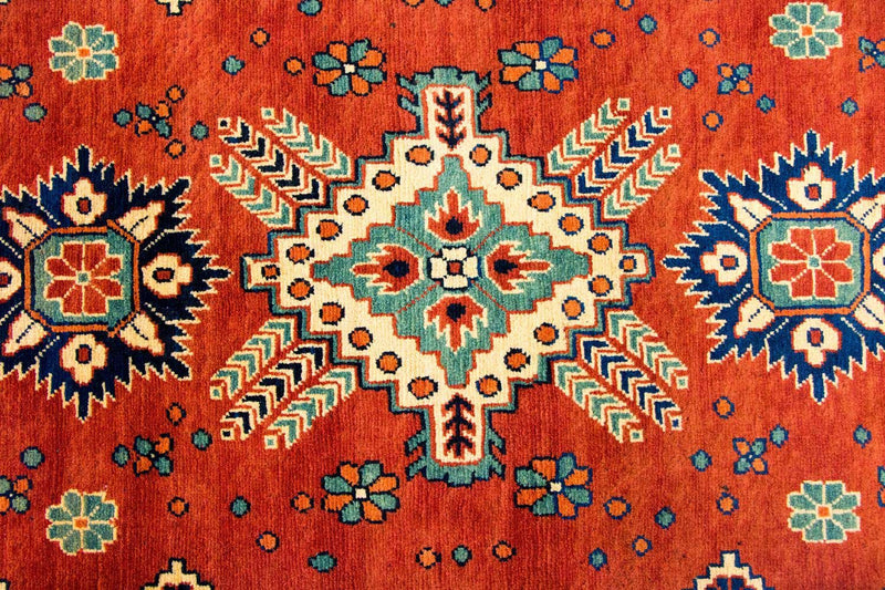Tapis de couloir Tapis afghan - Hatschlu - 296 x 88 cm - rouge