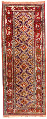 Tapis de couloir Tapis afghan - 194 x 75 cm - rouge