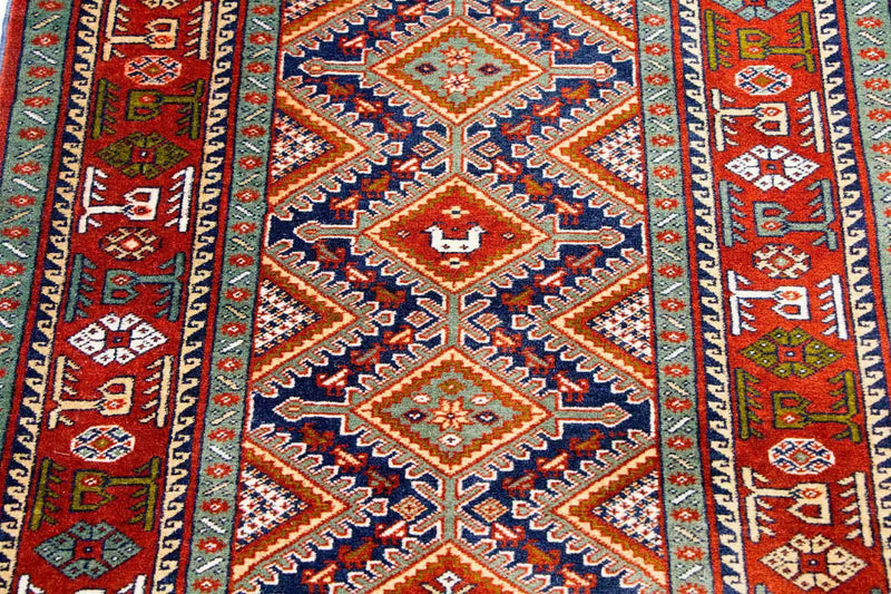 Tapis de couloir Tapis afghan - 194 x 75 cm - rouge
