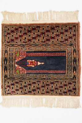 Tapis afghan - Boukhara carré  - 47 x 44 cm - bleu