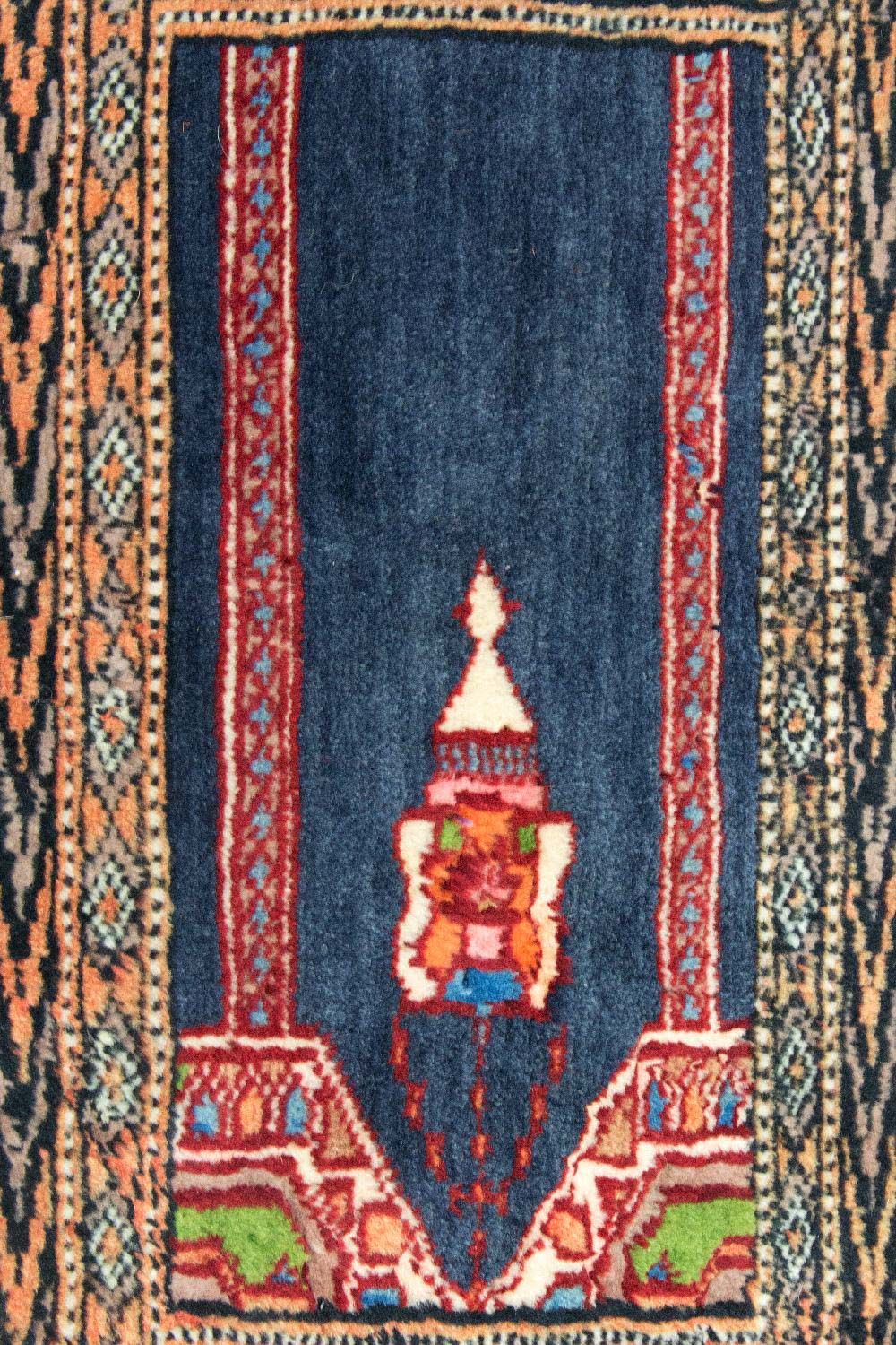 Tapis afghan - Boukhara carré  - 47 x 44 cm - bleu