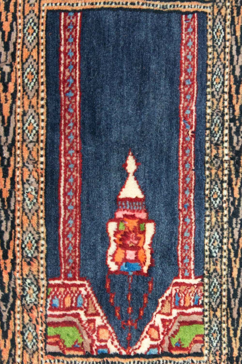Tapis afghan - Boukhara carré  - 47 x 44 cm - bleu