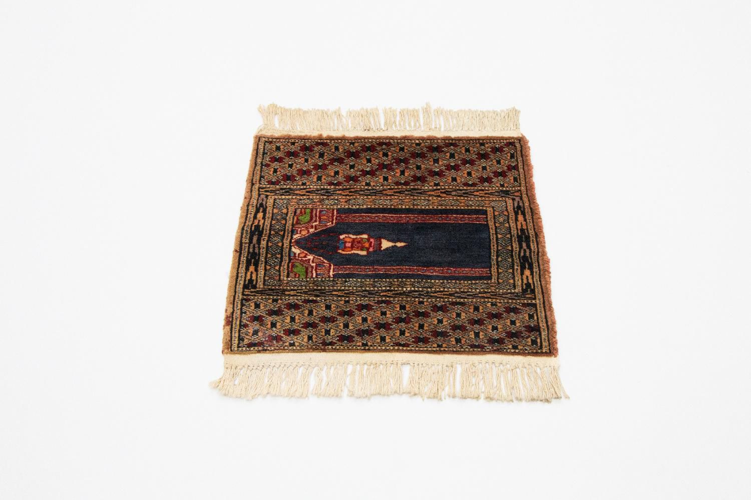 Tapis afghan - Boukhara carré  - 47 x 44 cm - bleu