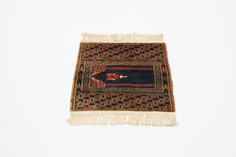 Tapis afghan - Boukhara carré  - 47 x 44 cm - bleu