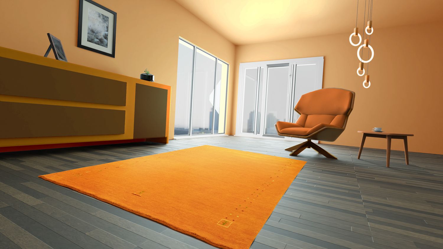 Tapis Gabbeh - Indus carré  - 200 x 200 cm - orange