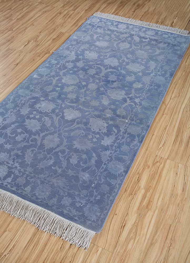 Tapis en laine - 150 x 75 cm - bleu de mer