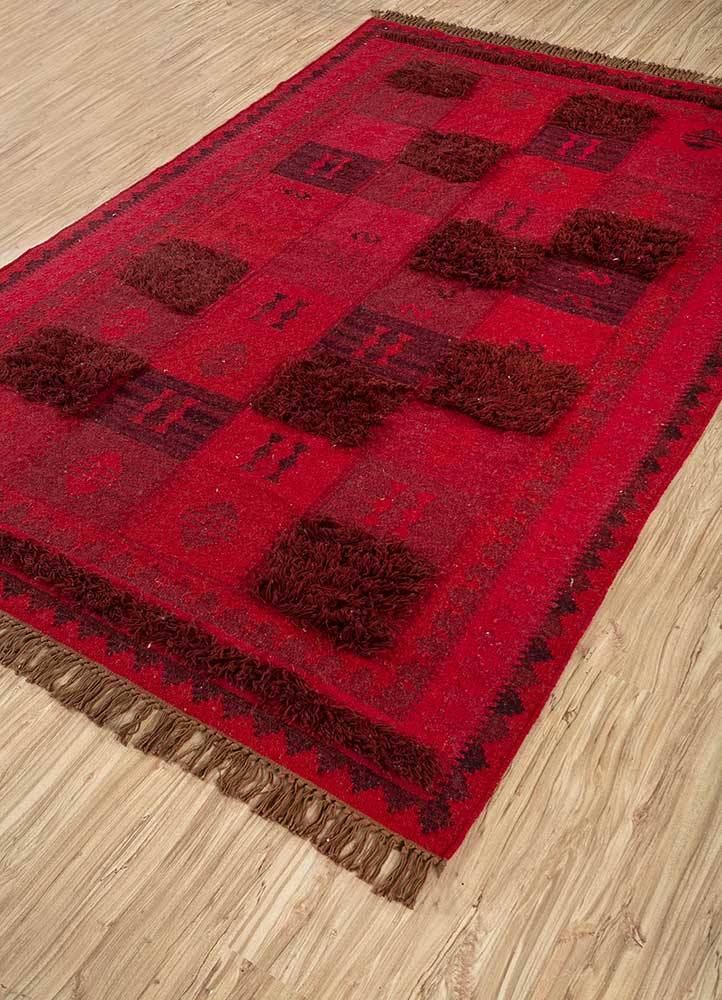 Tapis en laine - 225 x 150 cm - rouge