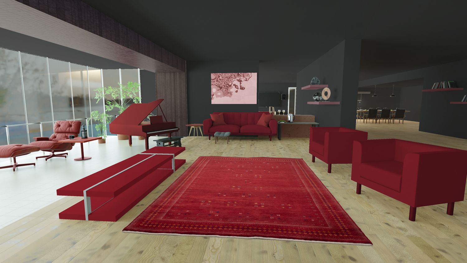 Tapis Gabbeh - Loribaft Persan - 250 x 200 cm - rouge