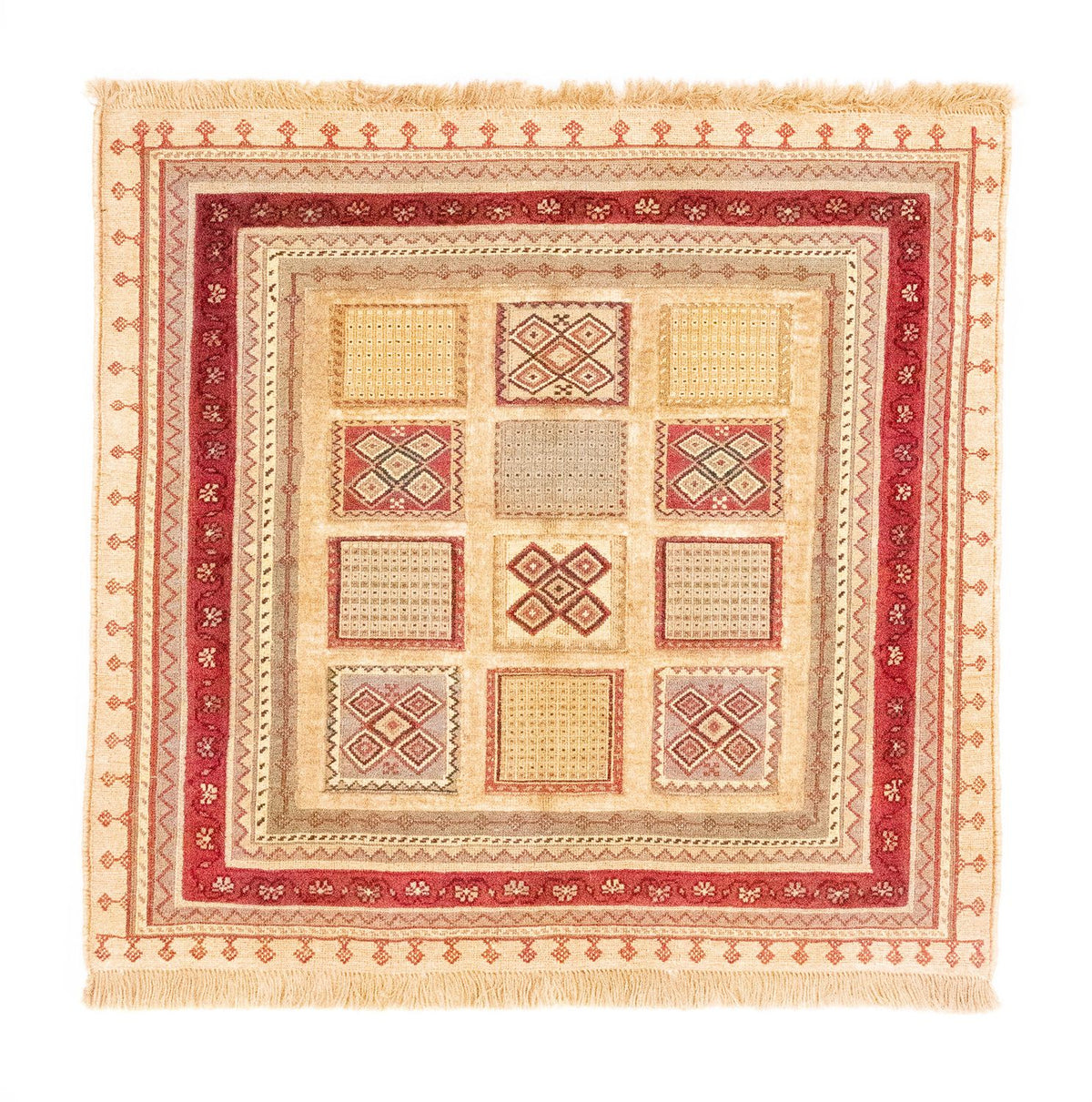 Tapis persan - Nomadic carré  - 102 x 96 cm - rouge