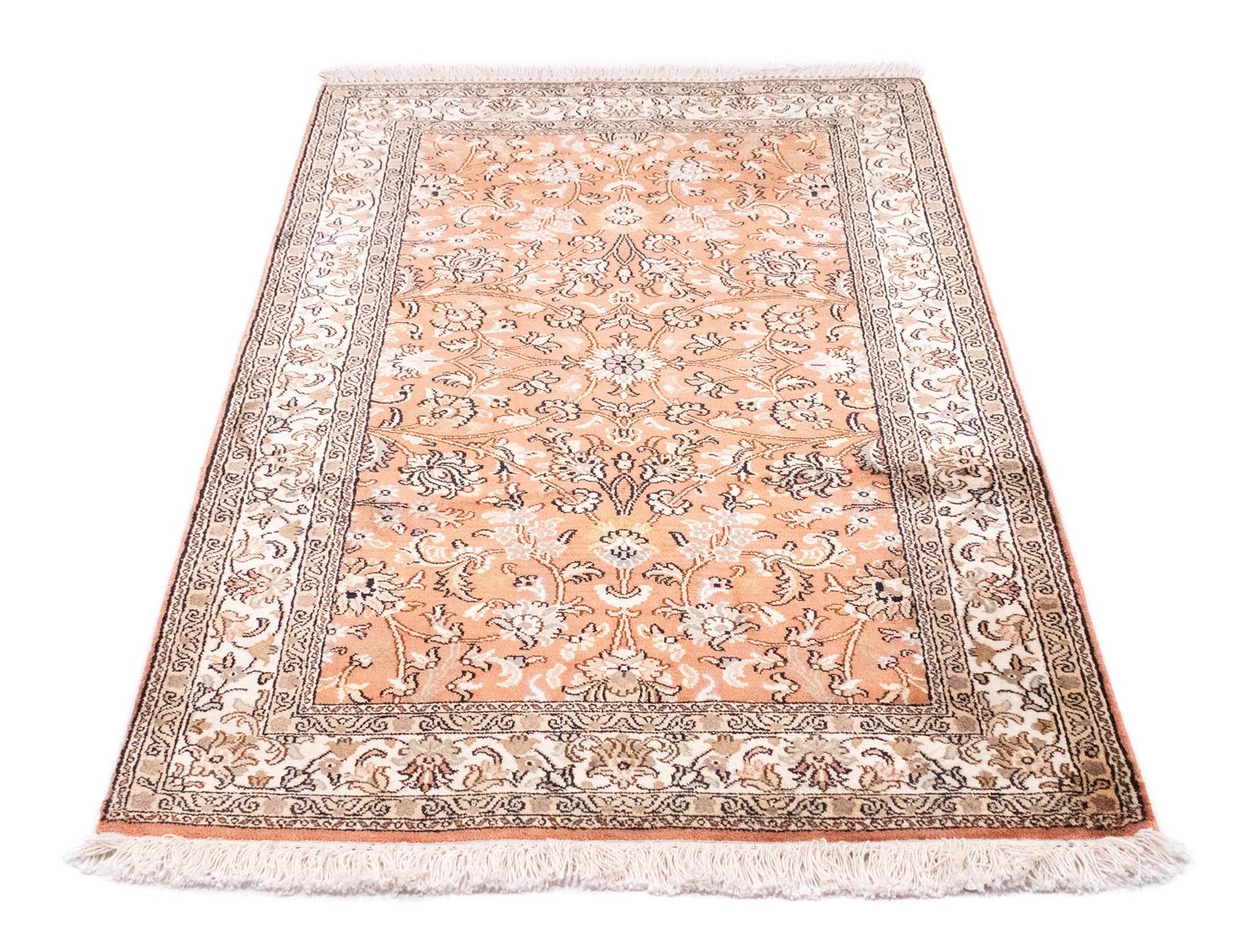 Tapis en soie - Soie du Cachemire - 122 x 76 cm - orange
