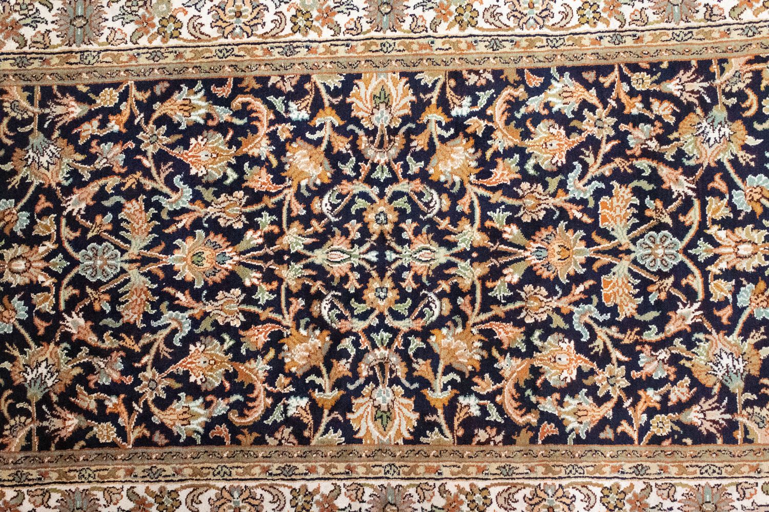 Tapis en soie - Soie du Cachemire - 127 x 74 cm - bleu