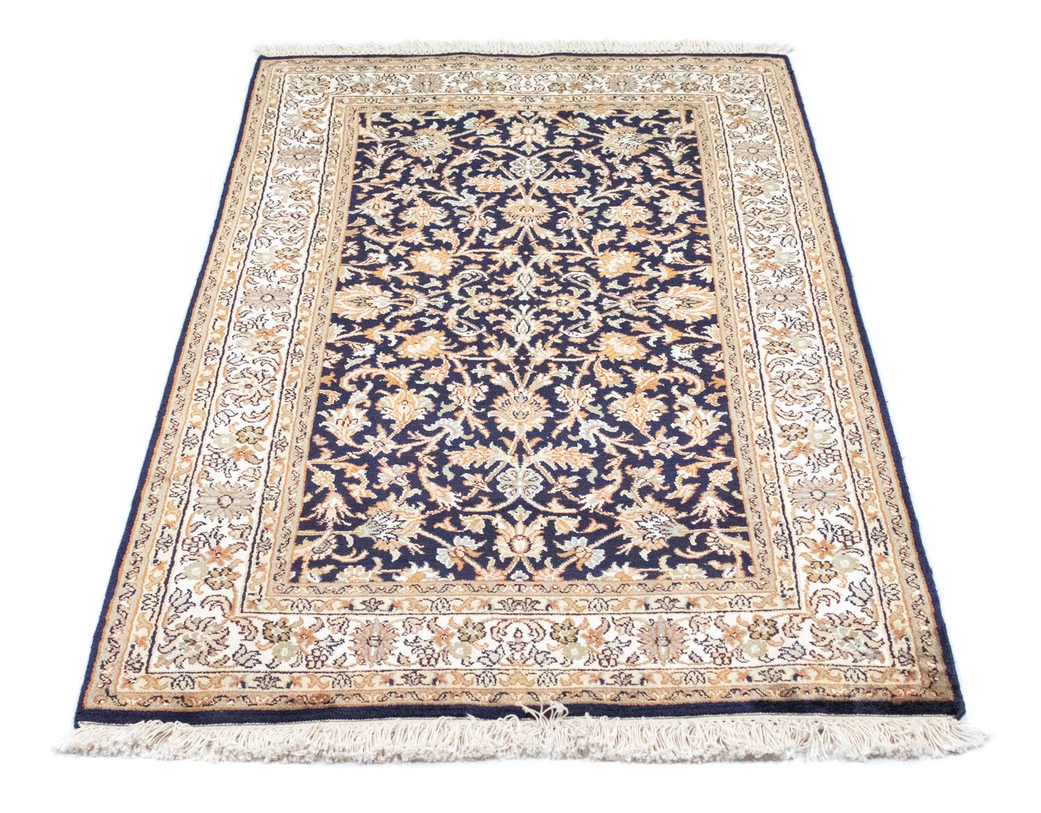 Tapis en soie - Soie du Cachemire - 127 x 74 cm - bleu