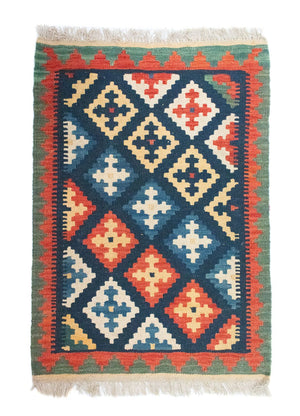Tapis Kelim - Oriental - 95 x 65 cm - bleu
