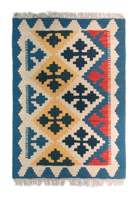 Tapis Kelim - Oriental - 86 x 61 cm - bleu
