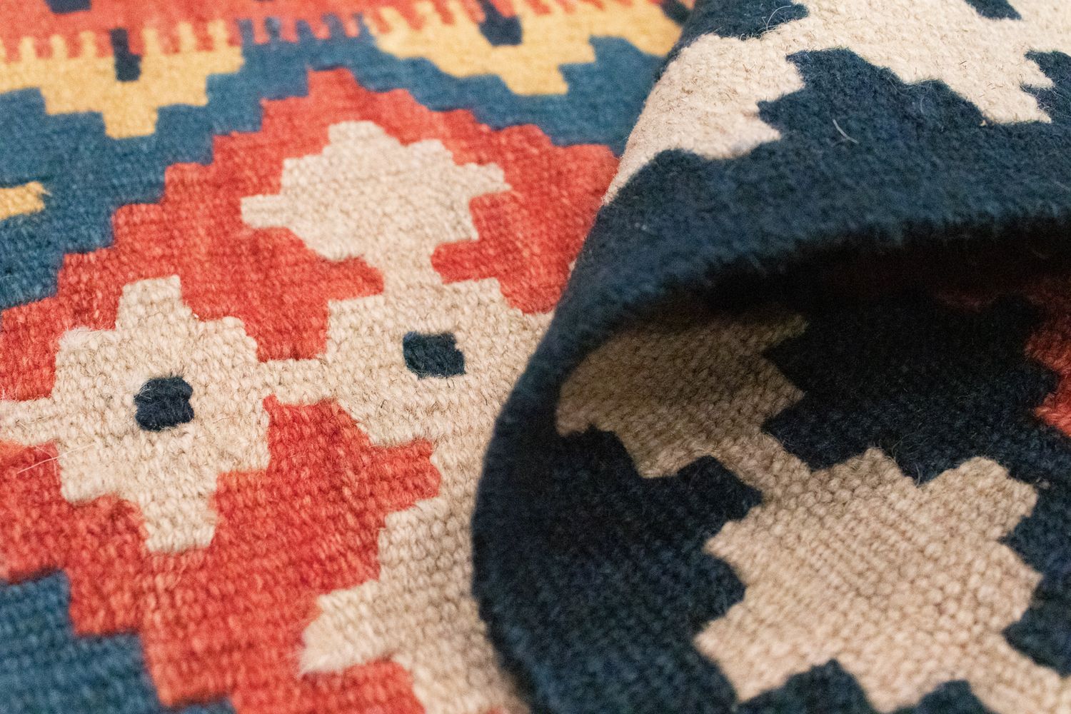 Tapis Kelim - Oriental - 89 x 60 cm - bleu