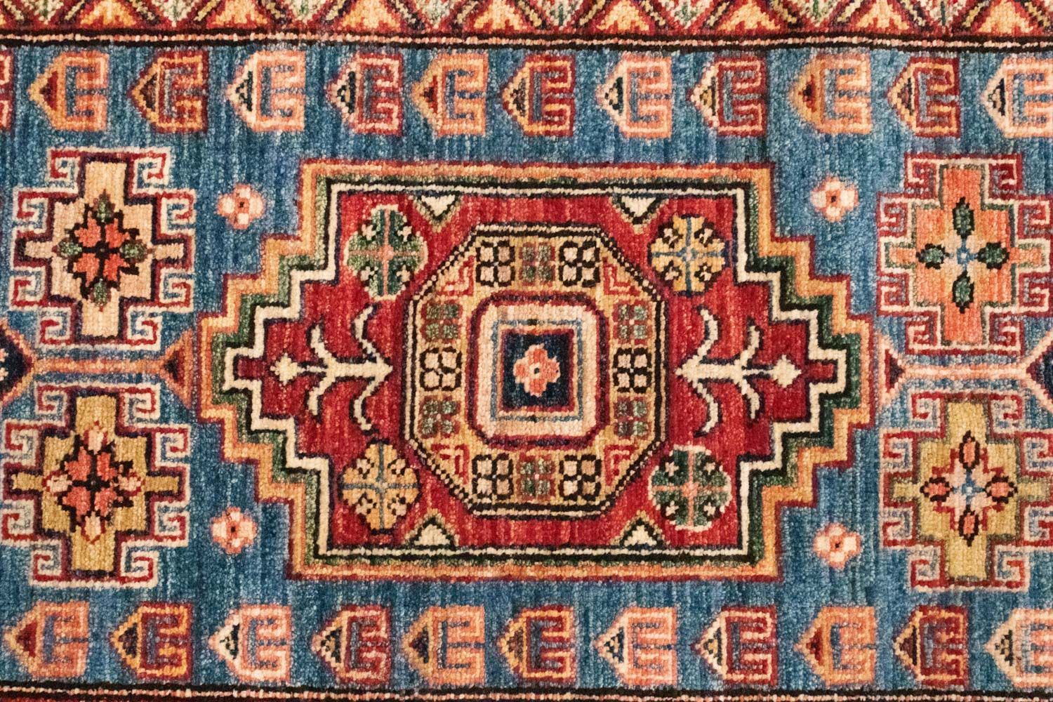 Tapis de couloir Tapis Ziegler - Kazak - 212 x 79 cm - bleu