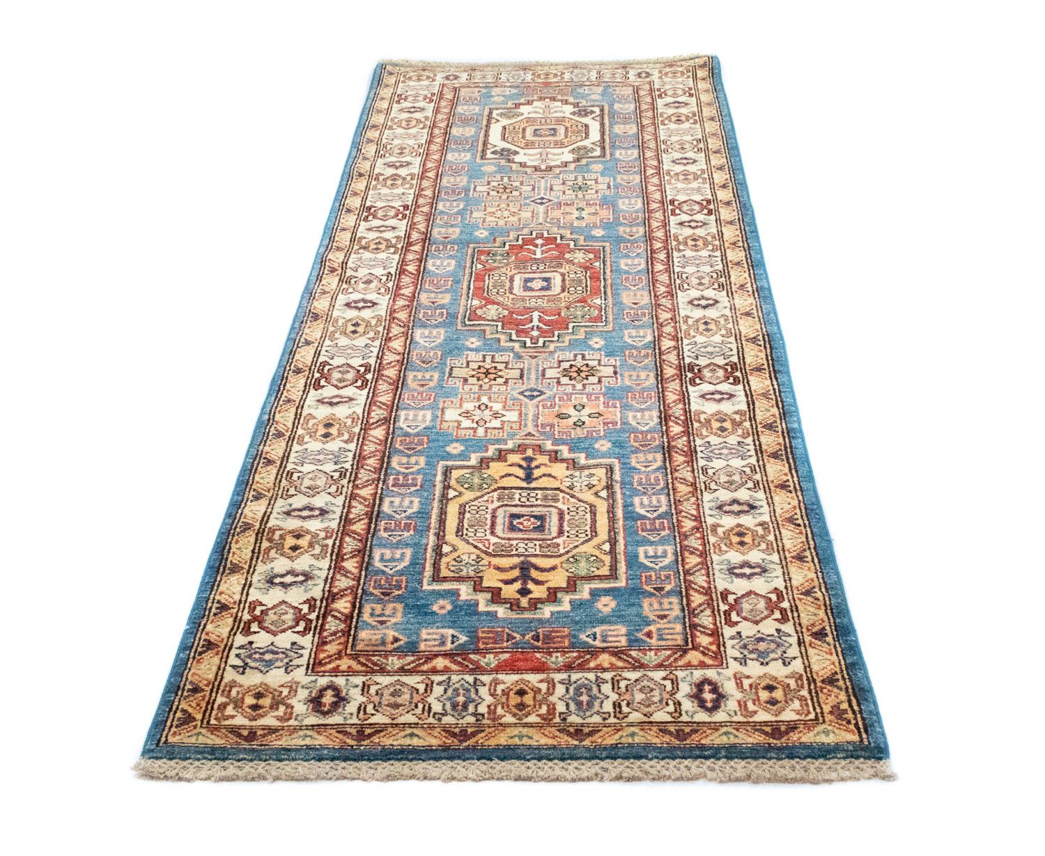 Tapis de couloir Tapis Ziegler - Kazak - 212 x 79 cm - bleu