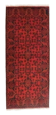 Tapis de couloir Tapis afghan - Kunduz - 189 x 75 cm - rouge