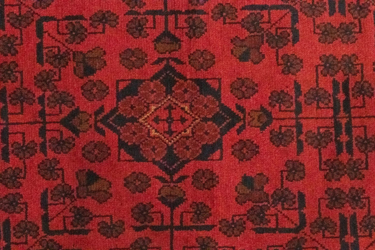 Tapis de couloir Tapis afghan - Kunduz - 189 x 75 cm - rouge