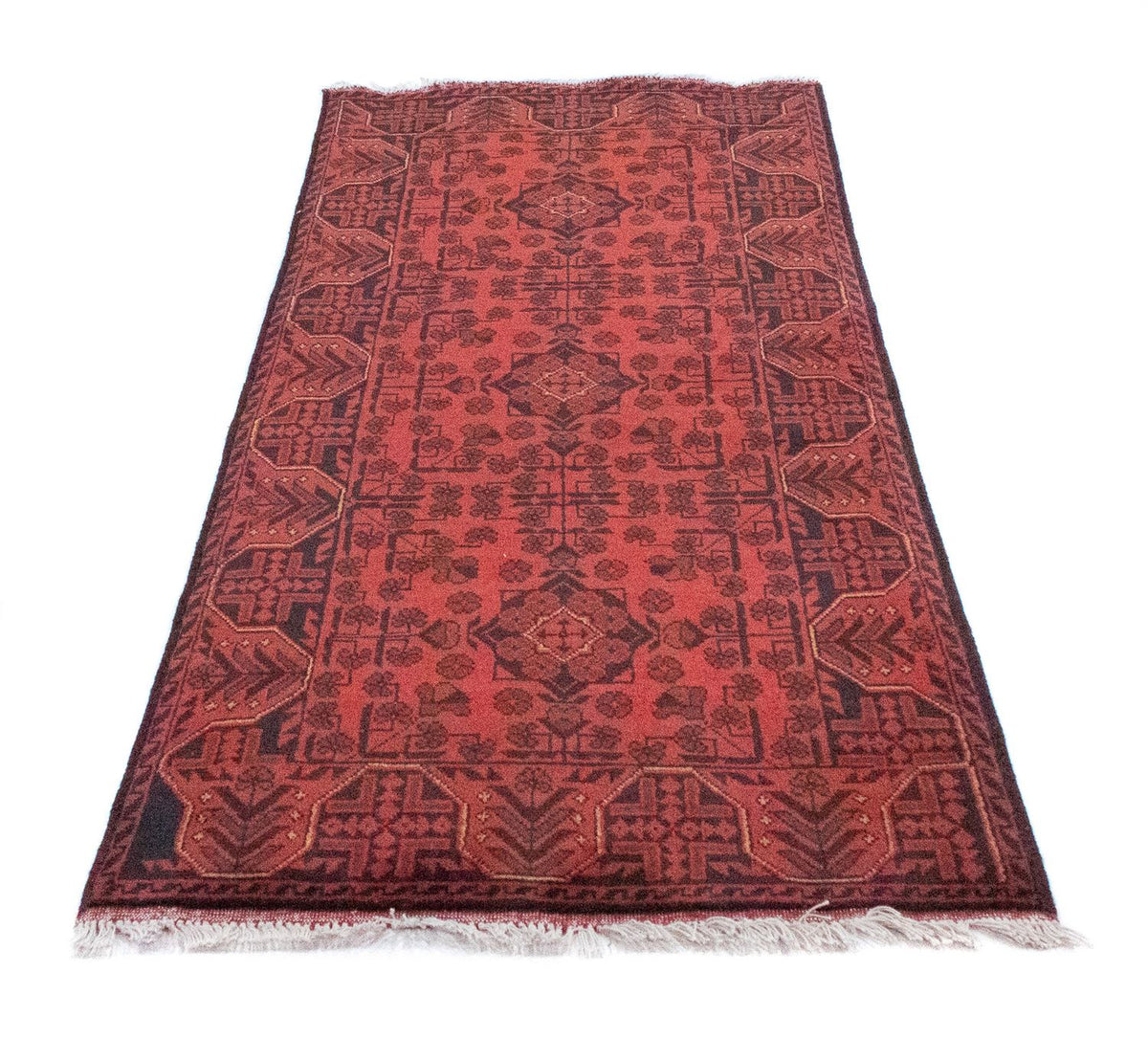 Tapis de couloir Tapis afghan - Kunduz - 189 x 75 cm - rouge